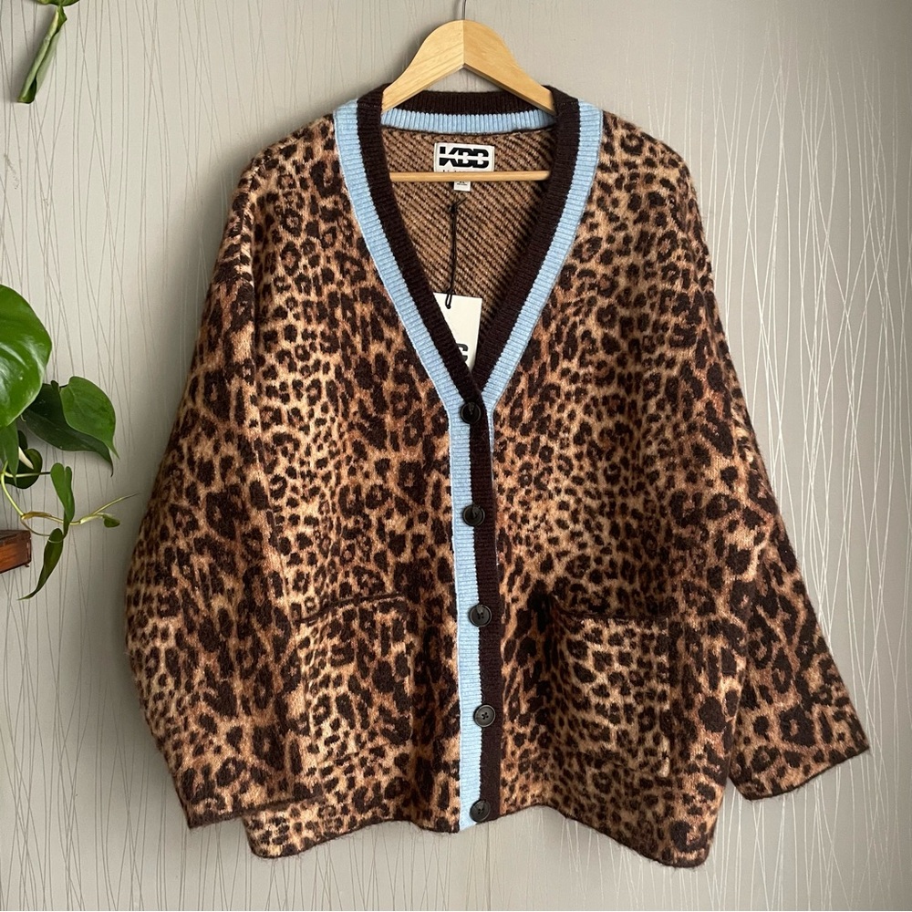 KBB by KAHLANA Women's 'The Slouchy Cardigan' - Tan Leopard XL - Picture 5 of 9